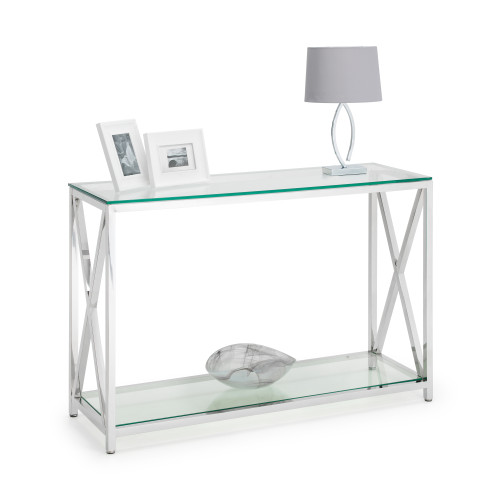 Miami Stainless Steel with Tempered Glass Top Console Table (D40 x W120 x H75)