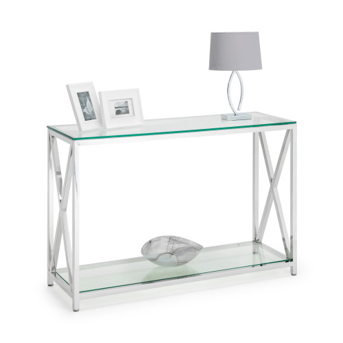 Miami Stainless Steel with Tempered Glass Top Console Table (D40 x W120 x H75cm)
