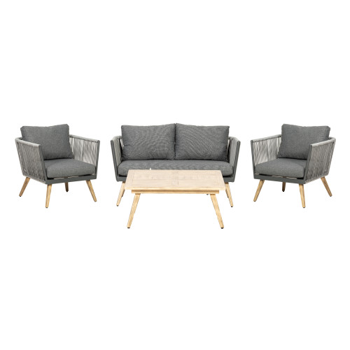 Milan Grey Rope 4 Seater Sofa Lounging Coffee Set