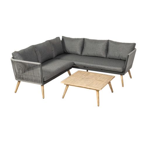 Milan Grey Rope 5 Seater Corner Lounging Coffee Set