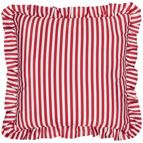 Wylder Millie Ruffle Striped Outdoor Cushion 50 x 50cm - Candy Red