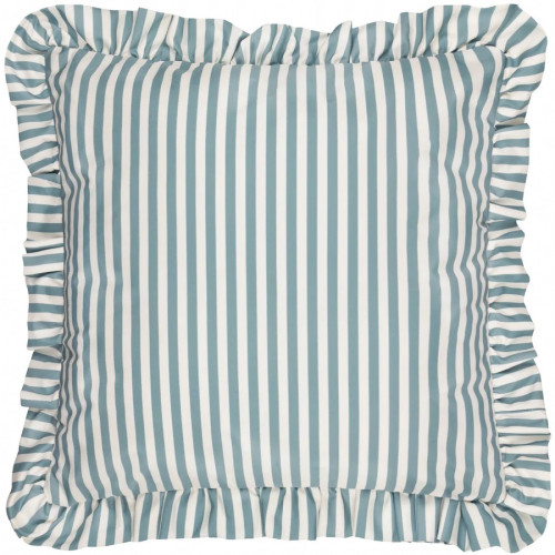 Wylder Millie Ruffle Striped Outdoor Cushion 50 x 50cm - Duck Egg Blue