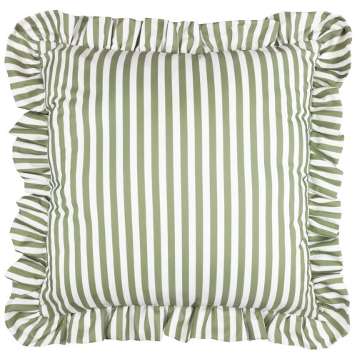 Wylder Millie Ruffle Striped Outdoor Cushion 50 x 50cm - Green