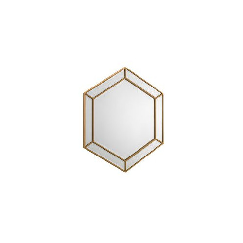 Melody Gold Finish Hexagon Wall Mirror (D2 x W80 x H80)