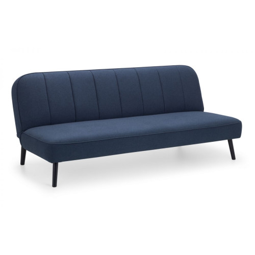 Miro Blue Linen with a Black Leg Finish Curved Back Sofa Bed  (D113 x W195 x H20)