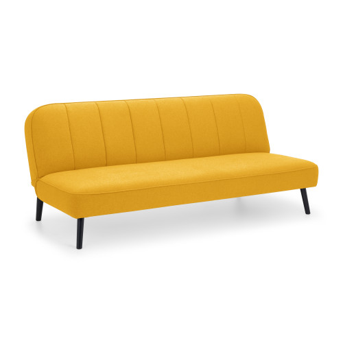Miro Mustard Linen with a Black Leg Finish Curved Back Sofa Bed  (D113 x W195 x H20)