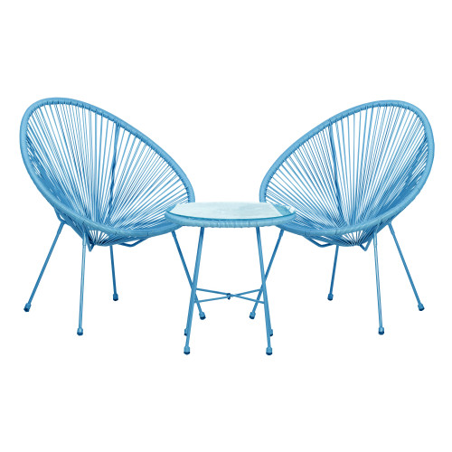 Monaco Blue Rope 2 Seater Bistro Set