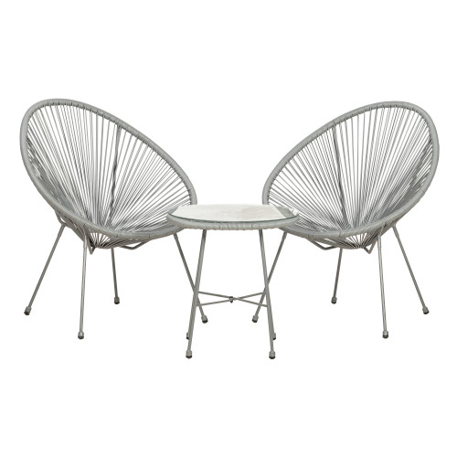 Monaco Grey Rope 2 Seater Bistro Set