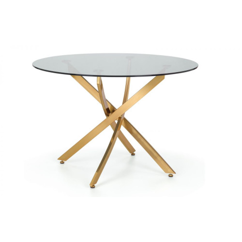 Montero Smoked Glass with Brushed Gold Finish Round Dining Table (D110 x W110 x H75)