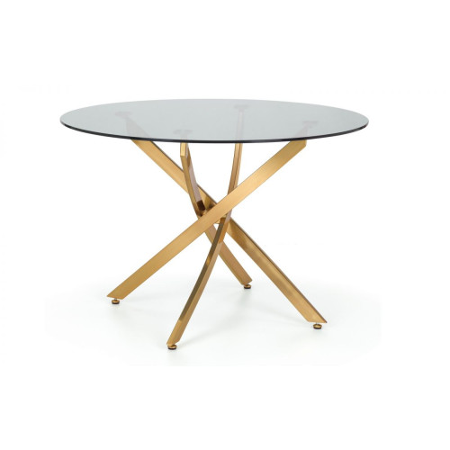 Montero Smoked Glass with Brushed Gold Finish Round Dining Table (D110 x W110 x H75cm)