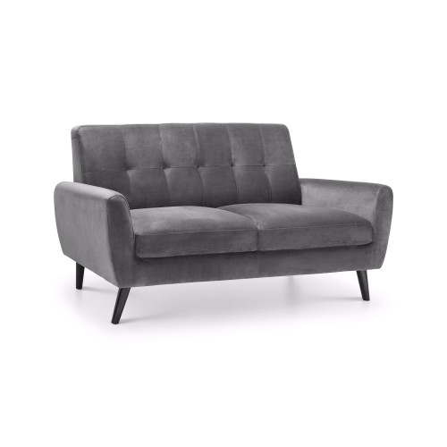 Monza Dark Grey Velvet 2 Seater Sofa (D81 x W146 x H83cm)