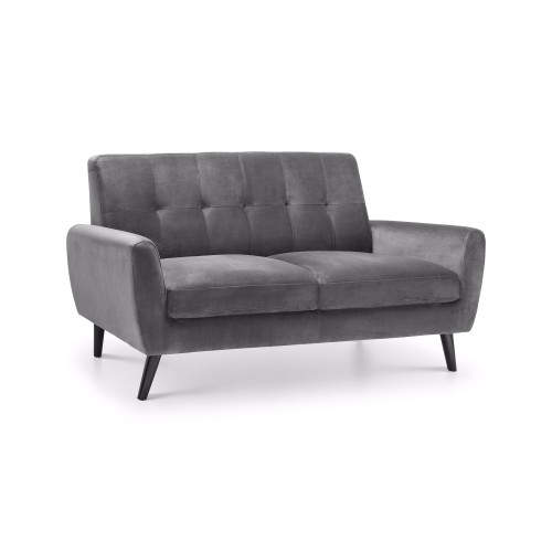 Monza Grey Velvet 2 Seater Sofa (D81 x W146 x H83cm)