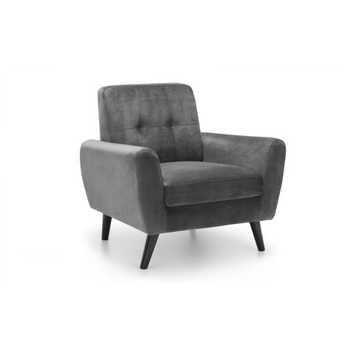 Monza Dark Grey Velvet Chair (D81 x W85 x H83cm)