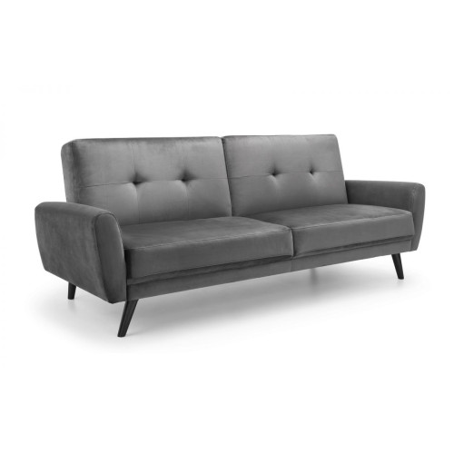 Monza Dark Grey Velvet Sofa Bed (D87-112 x W221 x H44-87cm)