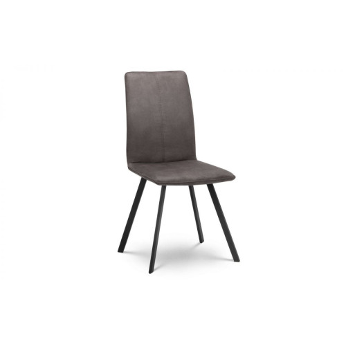 Set of 2 Monroe Charcoal Grey Suede Dining Chairs (D61 x W46 x H94cm)