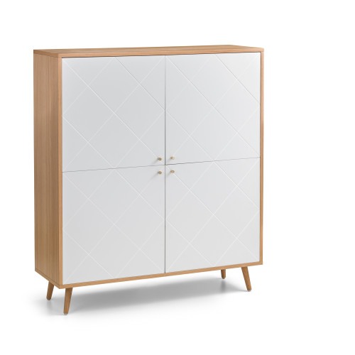 Moritz White and Oak 4 Door Cabinet (D39.5 x W118 x H134.5cm)