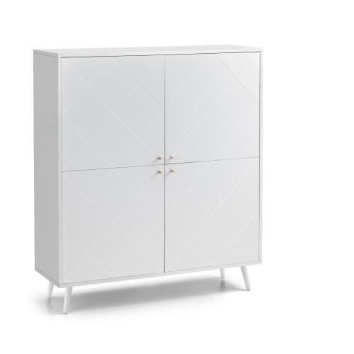 Moritz Satin White with Brass Handles 4 Door Cabinet (D40 x W118 x H135)