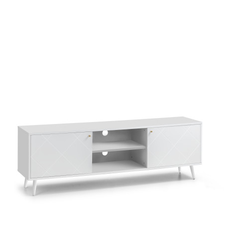 Moritz Satin White with Brass Handles Widescreen TV Unit (D40 x W177 x H58)