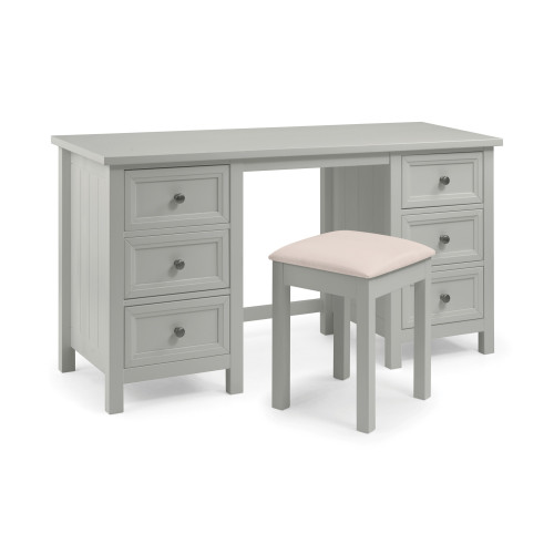 Maine Dove Grey Wooden Twin Dressing Table (D44 x W145 x H74cm)