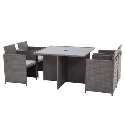 nevada grey rattan 4 seat cube set