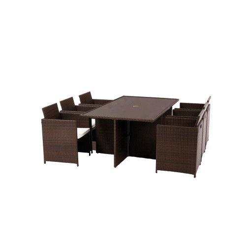 Nevada Rattan 6 Seater Cube Set - Brown