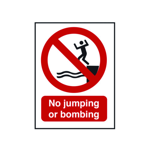 No Jumping or Bombing Safety Sign 30 x 40cm (Box of 2)
