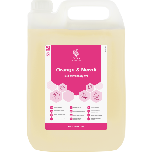 Evans Vanodine Body Wash & Shampoo Orange & Neroli Hand, Hair & Body Wash 5 litre (Box of 2)