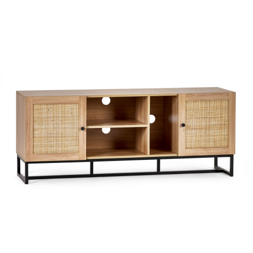 Padstow Oak Rattan Widescreen TV Unit (D40 x W150 x H60)