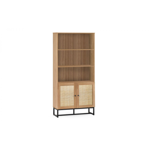 Padstow Oak Rattan Tall Bookcase (D30 x W80 x H168)