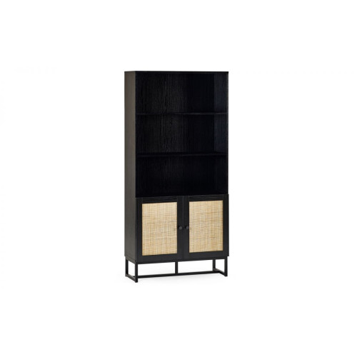 Padstow Black Rattan Tall Bookcase (D30 x W80 x H168)