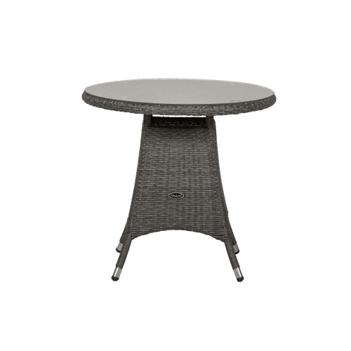 Paris Grey Rattan Round Glass Table 2 Seater | 75cm