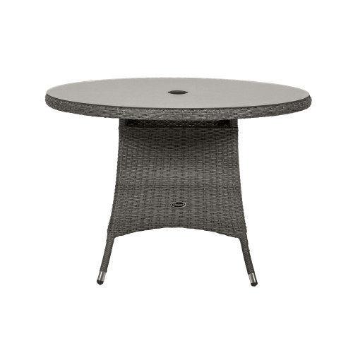 Paris Grey Rattan Round Glass Table 4 Seater | 110cm