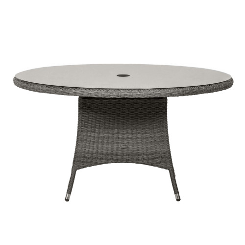 Paris Grey Rattan Round Glass Table 6 Seater | 140cm
