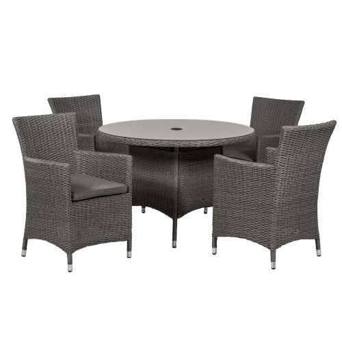 Paris Grey Rattan 4 Seater Round Carver Set