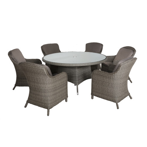 Paris Grey Rattan Imperial Round Dining Set