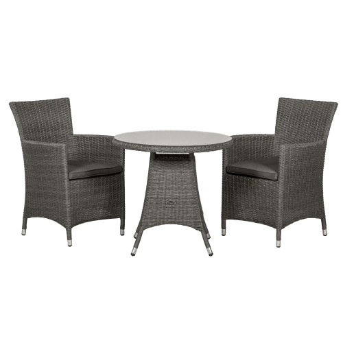 Paris Grey Rattan 2 Seater Carver Bistro Set