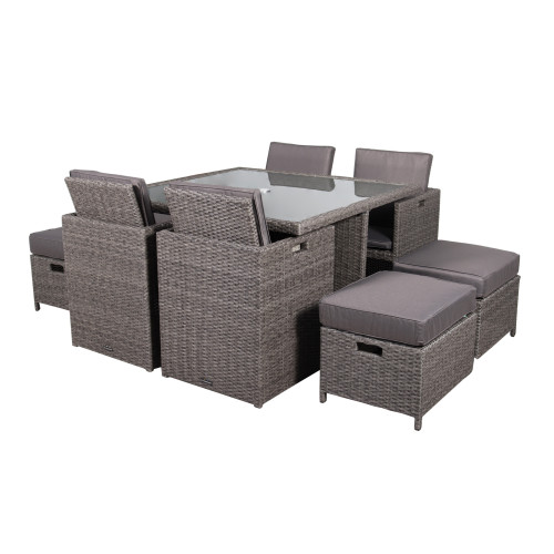 Paris Grey Rattan 8 Seater Cube Set