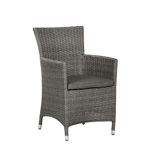Paris Grey Rattan Carver Chair including Seat Cushion with Weather Shield Fabric