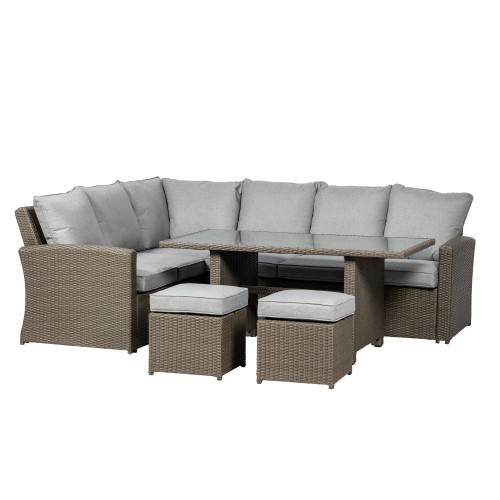 Paris Grey Rattan 8 Seater Deluxe Modular Corner Dining Set