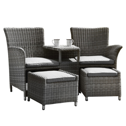 Paris Grey Rattan 2 Seater Fixed Companion Set