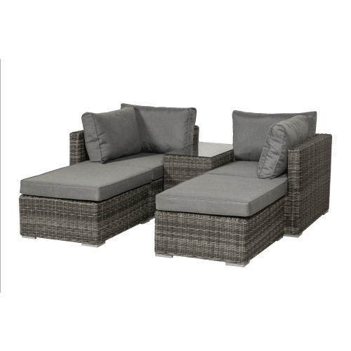 Paris Grey Rattan 4 Seater Multi Setting Relaxer Set