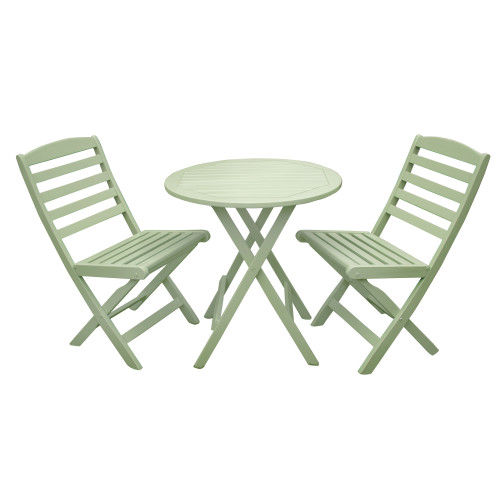 Porto Sage Green Wooden Folding 2 Seater Bistro Set