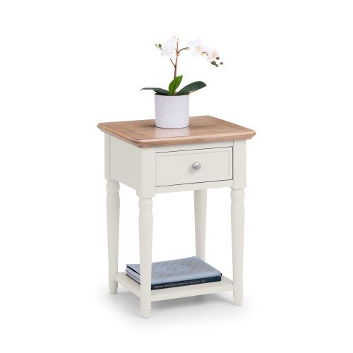 Provence Oak and Pale Grey 1 Drawer Lamp Table (D35 x W40 x H55)