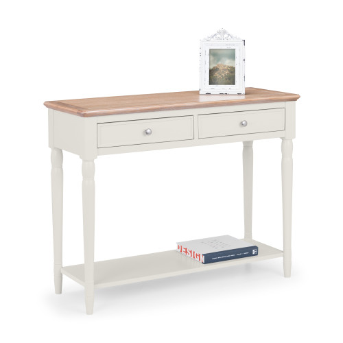 Provence Oak and Pale Grey 2 Drawer Console Table (D40 x W110 x H85)