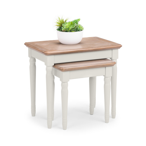 Provence Oak and Pale Grey Nest of 2 Tables (D38 x W54 x H51)