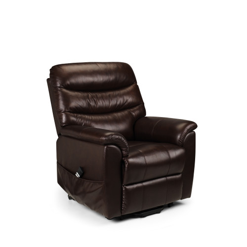 Pullman Brown Faux Leather Rise Dual Motor Rise and Recline Chair (D88 x W90 x H110cm)