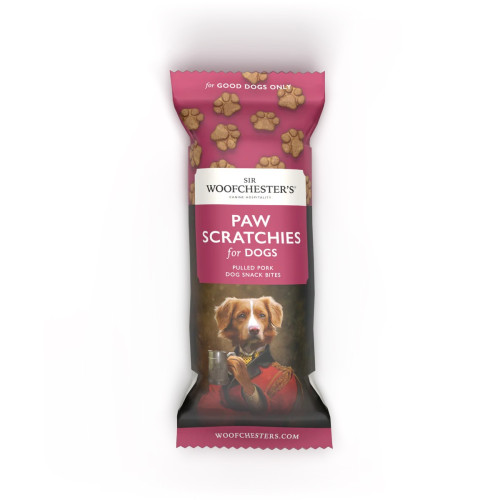 Sir Woofchester's Dog Snacks (Box of 12) - Paw Scratchies Pulled Pork Flavour Bites
