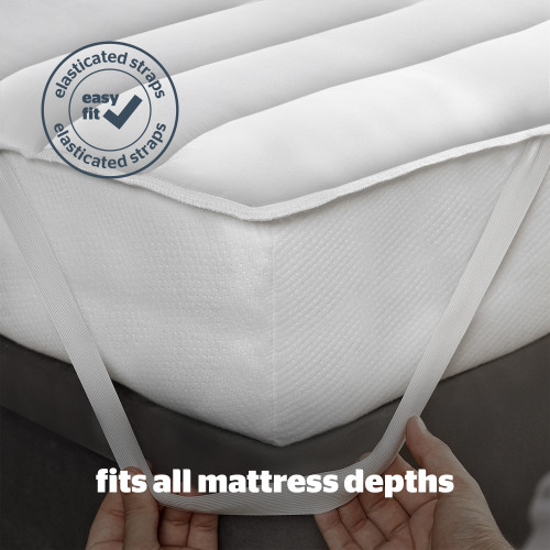 Silentnight Quilted Single Mattress Protector with Straps