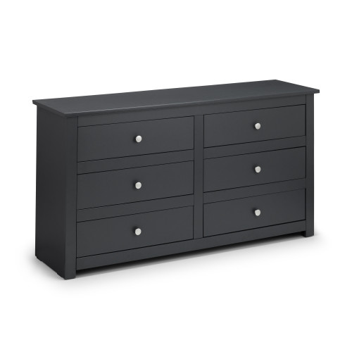 Radley Anthractite 6 Drawer Chest (D40 x W140 x H74cm)