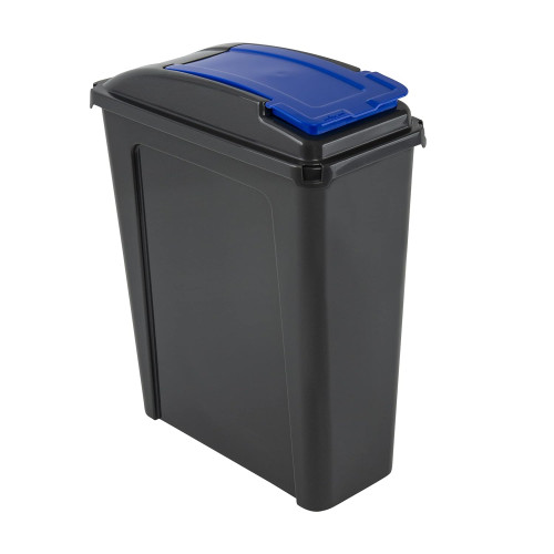 Recycle It Slimline Bin with Lid 25 Litre (H51 x W19 x D40cm) - Blue